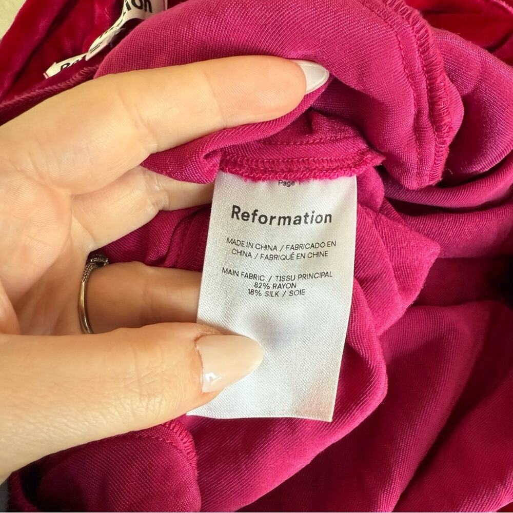 REFORMATION Salamanca Velvet Midi Dress in Pink Size 4 - Picture 4 of 4
